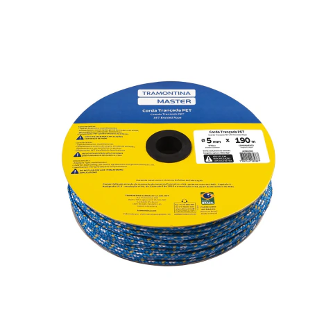 Corda Tramontina Master Pet 5mm 190m Carga 203,5Kgf Azul Branca Amarela