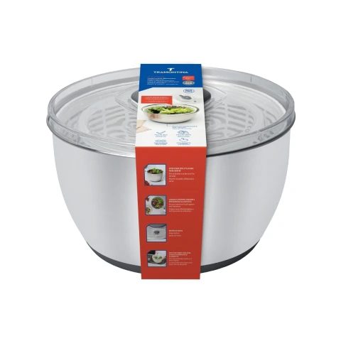 Lava E Seca Alimentos Tramontina 6 L Aço Inox Com Cesto Poliestireno E Base Antiderrapante Com Freio