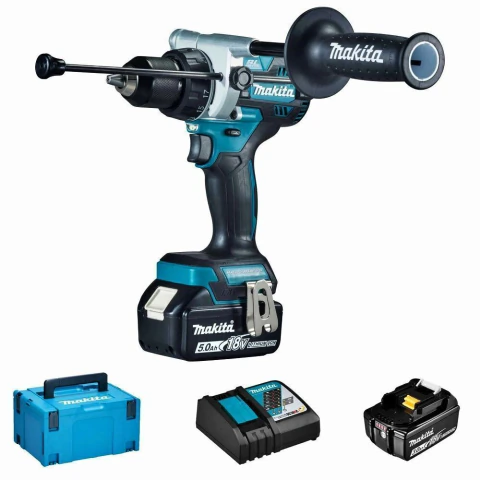 Parafusadeira Furadeira à Bateria 18V 2100 RPM com Bateria Carregador Punho Maleta DHP486RTJ Makita