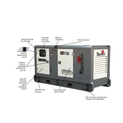 Gerador Diesel 62.5KVA 88.5HP 120L 220V Toyama TDMG60SE3DATS