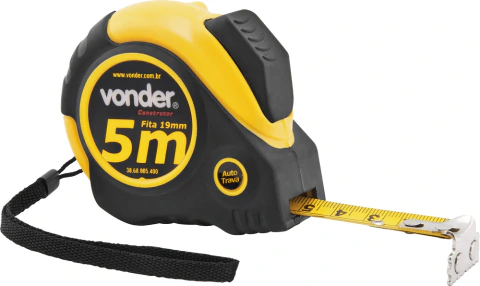 Trena Aço 5mx19mm Curta Emborrachada Auto Trava Ponta Magnét
