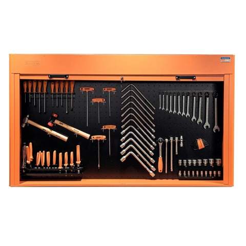 Painel Três Ferramentas 150 Kg 83 Peças 30 Ganchos PVC Persiana Vertical Retrátil Aço Carbono Tramontina PRO