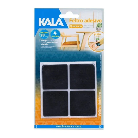 Feltro Adesivo Pr Quad 38Mm 4 peças Kala