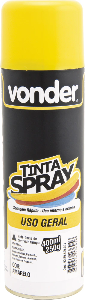 Tinta spray amarelo 400ml/250g - Vonder