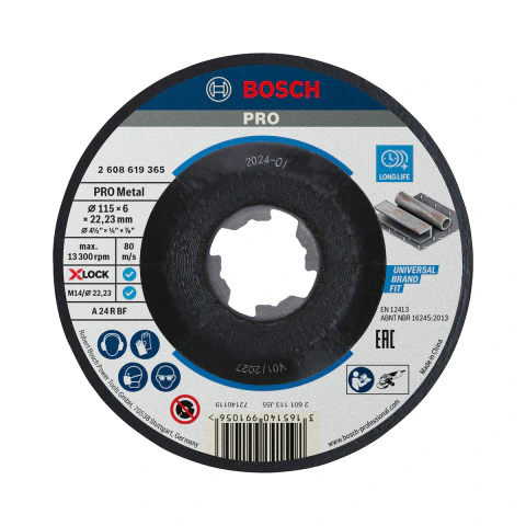 Disco De Desbaste Bosch Pro Metal X-Lock 115X6,0mm Deprimido