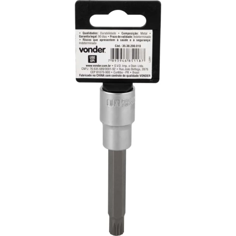 Soquete Multidentado Encaixe 1/2'' 10mm Longo CRV Vonder
