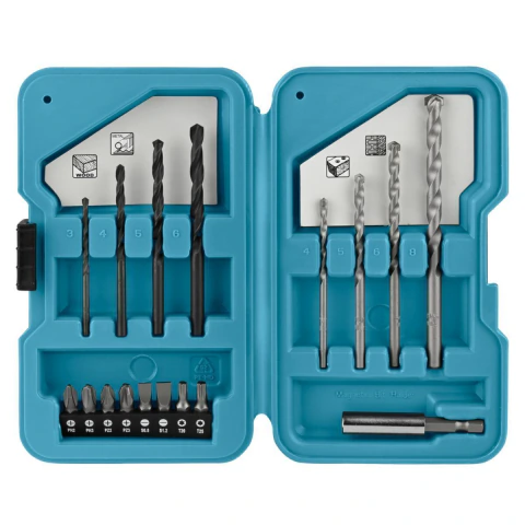 Kit Brocas Bits Conjunto de 17 Peças D-40200 Makita Metal Madeira Concreto