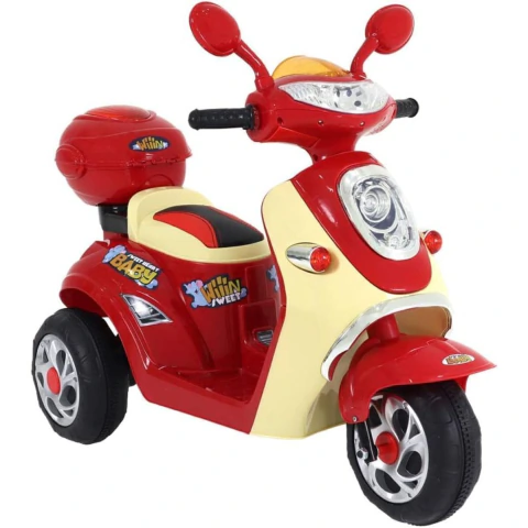 Lambreta Elétrica Infantil Bel Brink 6V Vermelha Mini Moto Retrô Scooter Música Farol Até 25kg