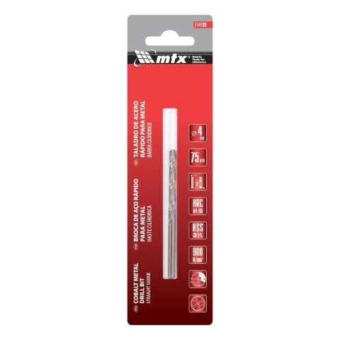 Broca Aço Rápido 4 Mm 5% Cobalto Comprimento 75 Mm 135 Graus Mtx Profissional