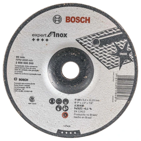 Disco Desbaste Bosch Pro Stainless Steel 180X6,4mm Deprimido