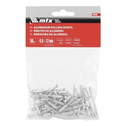 Rebite De Repuxo 4 X 12 Mm Alumínio 50 Peças Mtx 406409