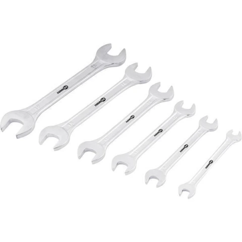 Jogo chave fixa 6-17mm aço carbono c/ 6 pç suporte plástico
