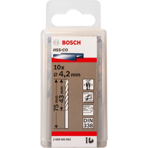 Broca Para Metal Bosch Hss-Co Aço Rápido 4,2mm 10 Peças