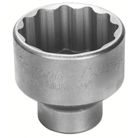 Soquete Estriado 19 mm 3/4 Hyper Drive Aço Cromo Vanádio Norma DIN 3124 Cromado Tramontina PRO