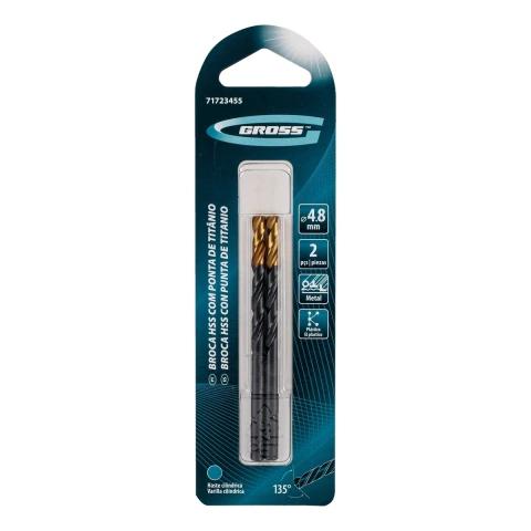 Broca Metal Aço Rápido 4,8mm Nitreto Titânio Kit 2 Unidades
