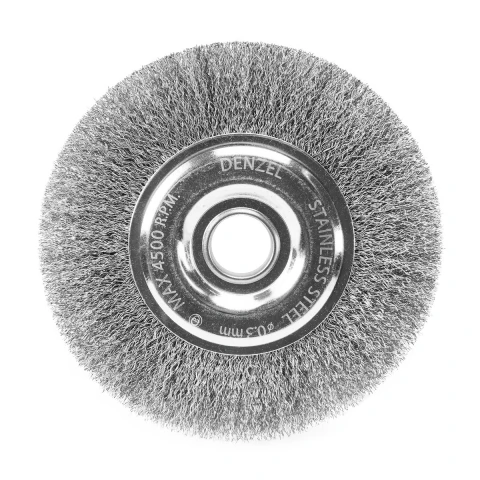 Escova Circular 150mm Fios Ondulados Inox 0,3mm 22mm Denzel Ferramentas