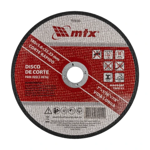 Disco De Corte Inox E Metal 180 X 1,6 X 22,23 Mm 1 Peça Mtx