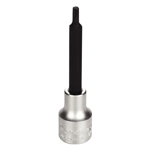 Soquete T25 Longo 1/2'' Aço Cromo Vanádio Ponta Trafix Double Cromado Fosfatizado Tramontina PRO