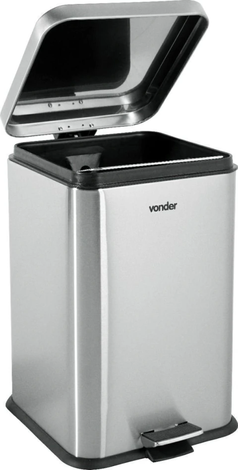 Lixeira Retangular 20L Inox Pedal Amortecido Vonder Outlet