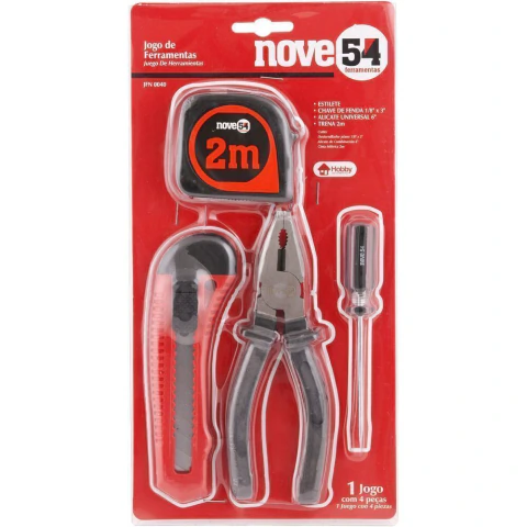 Jogo de ferramentas com 4 peças aço carbono jf040 Nove54