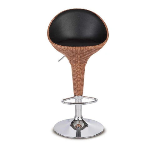 Banqueta Bar Rattan Encosto Alto 79-99cm Base Aço Cromado 120kg Kala 627933