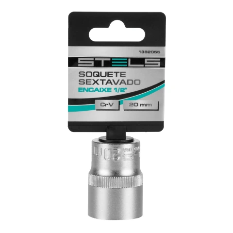 Soquete Sextavado 20mm 1/2'' Aço CrV Stels