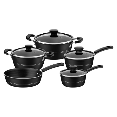 Jogo De Panelas Tramontina Sicília Alumínio 3mm Starflon Excellent Preto 5 Peças