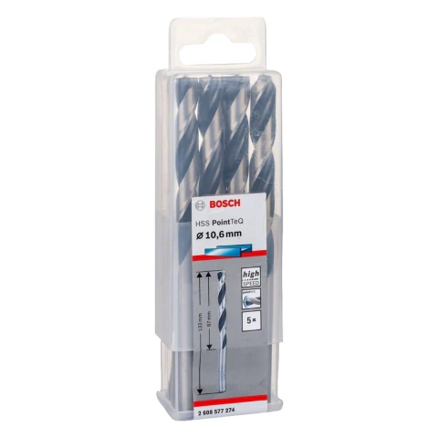 Broca Metal Bosch Aço Rápido Hss-Pointteq 10,6mm 5 Peças