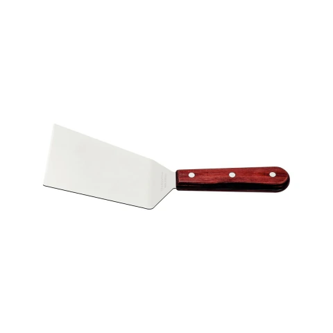 Espátula Para Fritura Tramontina Polywood Aço Inox 5 Polegadas Cabo Madeira Tratada Vermelha