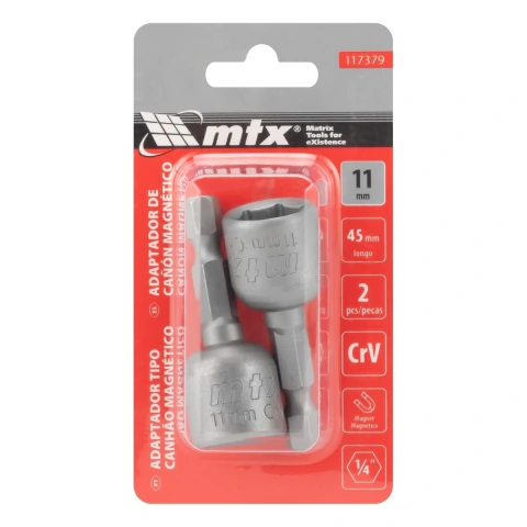Soquete Magnético Parafusadeira 11mm x 45mm 2 Peças MTX