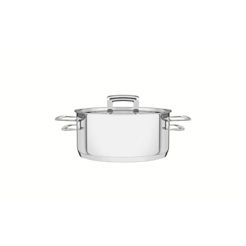 Caçarola Tramontina Brava Rasa Aço Inox Fundo Triplo 16 Cm 1,4 L Indução Forno 260°C Tampa Plana