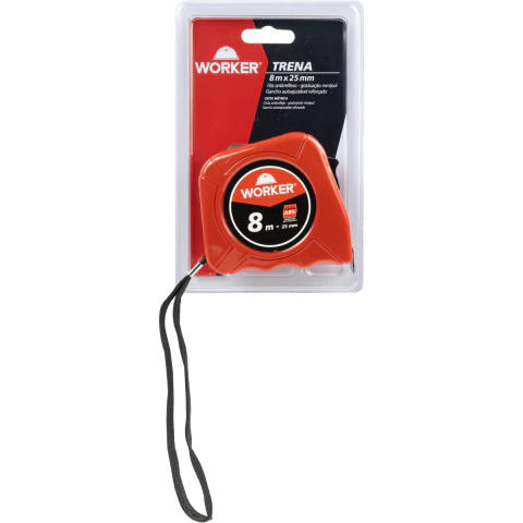 Trena Abs Vermelha 8 Metros 25Mm Antirreflexo Para Construção Worker