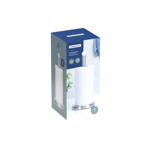 Porta Papel Toalha Tramontina Plurale Em Aço Inox Com Base Antiderrapante Em EVA Para Cozinha