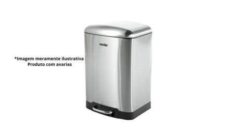 Lixeira Retangular com Amassados 12 Litros Inox Cinza Outlet