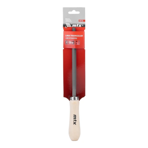 Lima Triangular 150 mm 6" Cabo Madeira Aço Carbono MTX