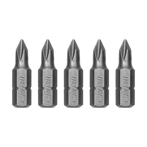 Bits Phillips PH1 Cromo Vanádio 25mm 5pcs Haste 1/4'' MTX