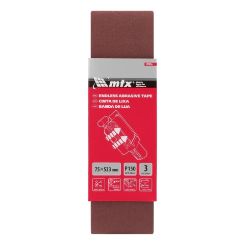 Cinta De Lixa Grão 150 533x75 Mm 3 Peças Óxido De Alumínio Mtx