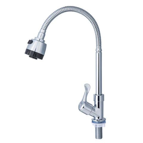 Torneira Para Cozinha Bica Flexível Mesa Aço Inox Abs Cromado Abertura Rápida 1/2'' BSP C98 Gourmet Liege