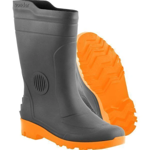 Bota pvc 44 cano médio s/ forro preta/laranja ca36103Plus