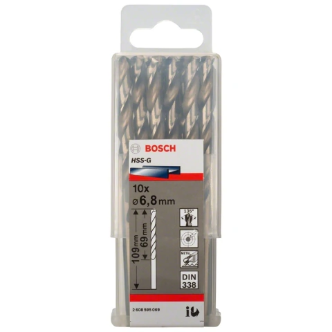Broca Para Metal Bosch Aço Rápido Hss-G 6,8mm 10 Peças