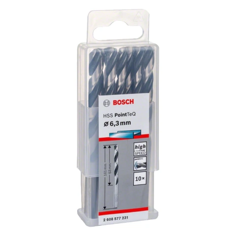 Broca Metal Bosch Aço Rápido Hss-Pointteq 6,3mm 10 Peças