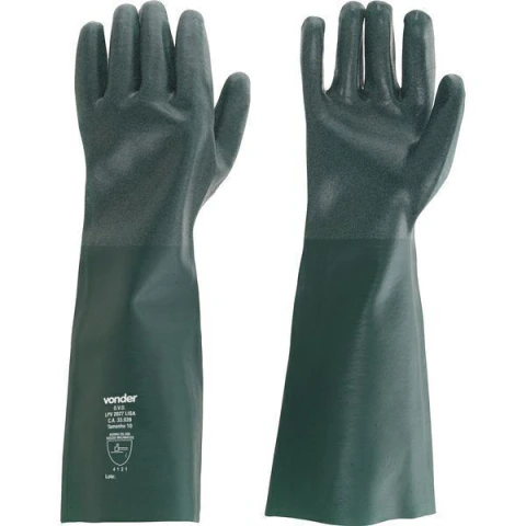 Luva Pvc 35cm Verde Com Forro Áspera Tamanho 10 Ca34046 - Vo
