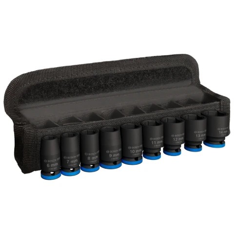 Jogo De Soquetes Bosch Pro Impact Curto Encaixe 1/4'' 9Un