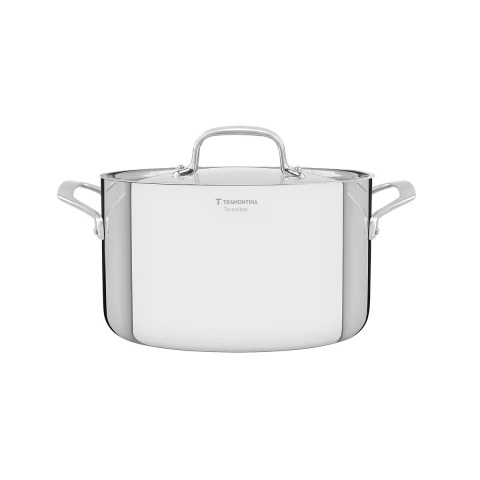 Caçarola Tramontina Chrono Funda Aço Inox Corpo Triplo 24 cm 5,8 L Indução Forno 260°C