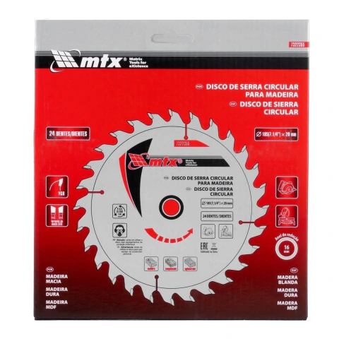 Disco Serra Circular 185mm 7,1/4'' 20mm 24 Dentes Widea MTX