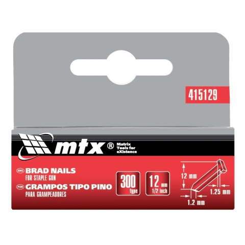 Grampos Para Grampeadores Tipo 300 12 mm Com Cabeça 1000 Peças Mtx T-Vt Aço