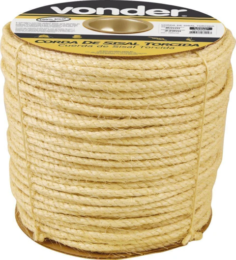 Corda Sisal Torcida 12,0mm 10,0kg 100 Metros Natural Carrete