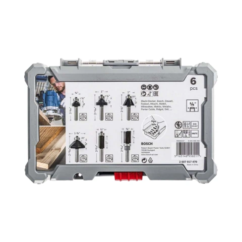 Jogo De Fresas Bosch Standard Encaixe De 1/4'' 6 Peças
