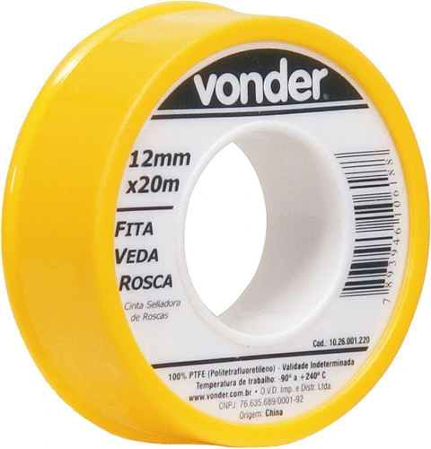 Fita veda rosca 12mmx20m ptfe teflon - Vonder