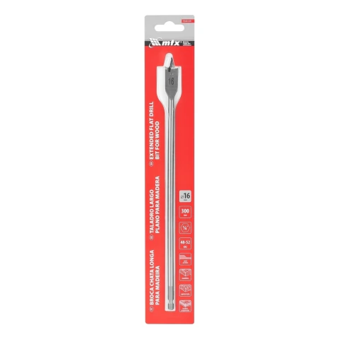 Broca Chata Para Madeira Longa 16 X 300 Mm Aço 45 MTX